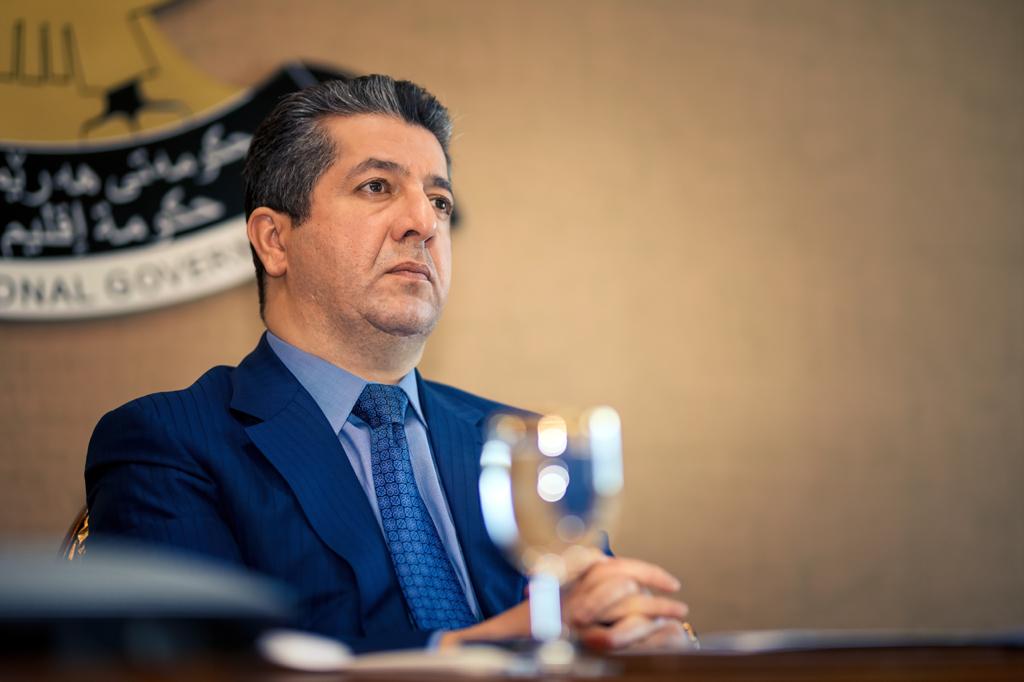 مسرور بارزاني خلال الاجتماع الافتراضي مع محافظي الإقليم - صورة: KRG